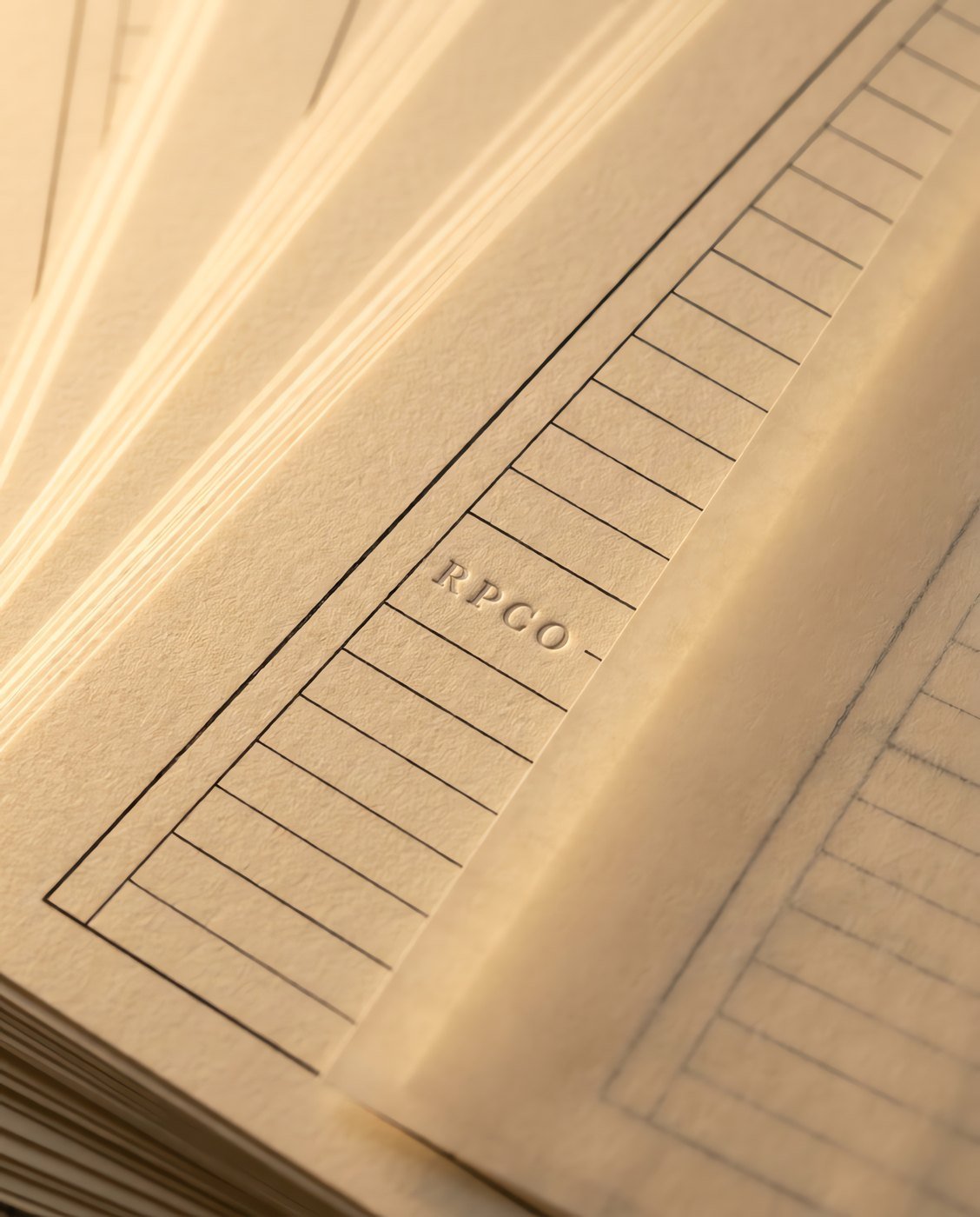 Guide Sheet Set — Six printed black-lined guide sheets fanned out, one lying under a sheet of cream paper with the lines faintly visible through it in close detail.